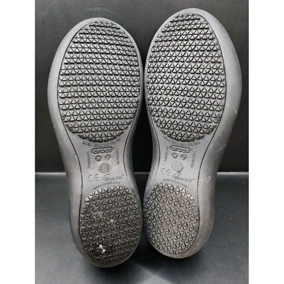 CROCS Womens Sz 7 Black At Work Iconic Comfort Ballet Flats Slip Resistant Shoes - Picture 7 of 9